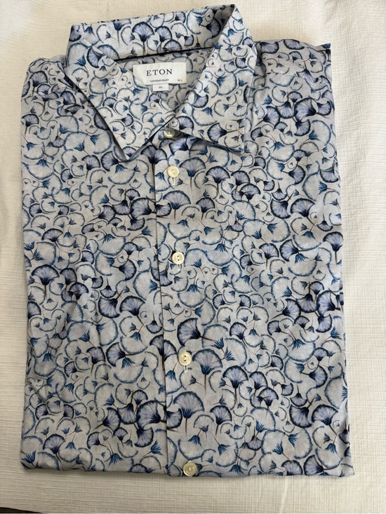 Eton Other - Eton White and Blue Swirl Pattern Shirt Buttondown shirt Size 3XL